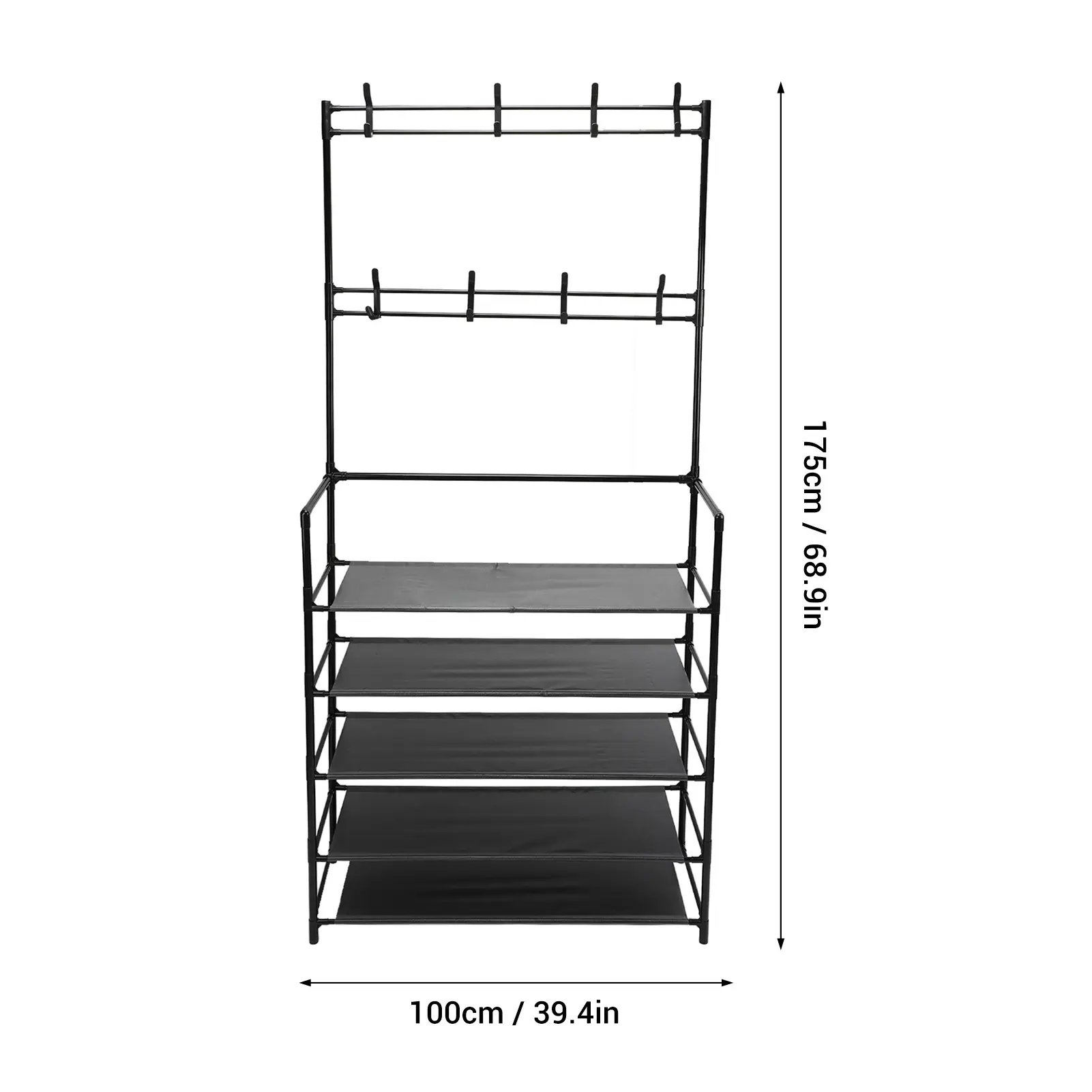 Coat Rack Stand Coat Storage Organizer Multifunction Space Saving 2 In 1 Stable Load Bearing Freestanding with Hooks for Office