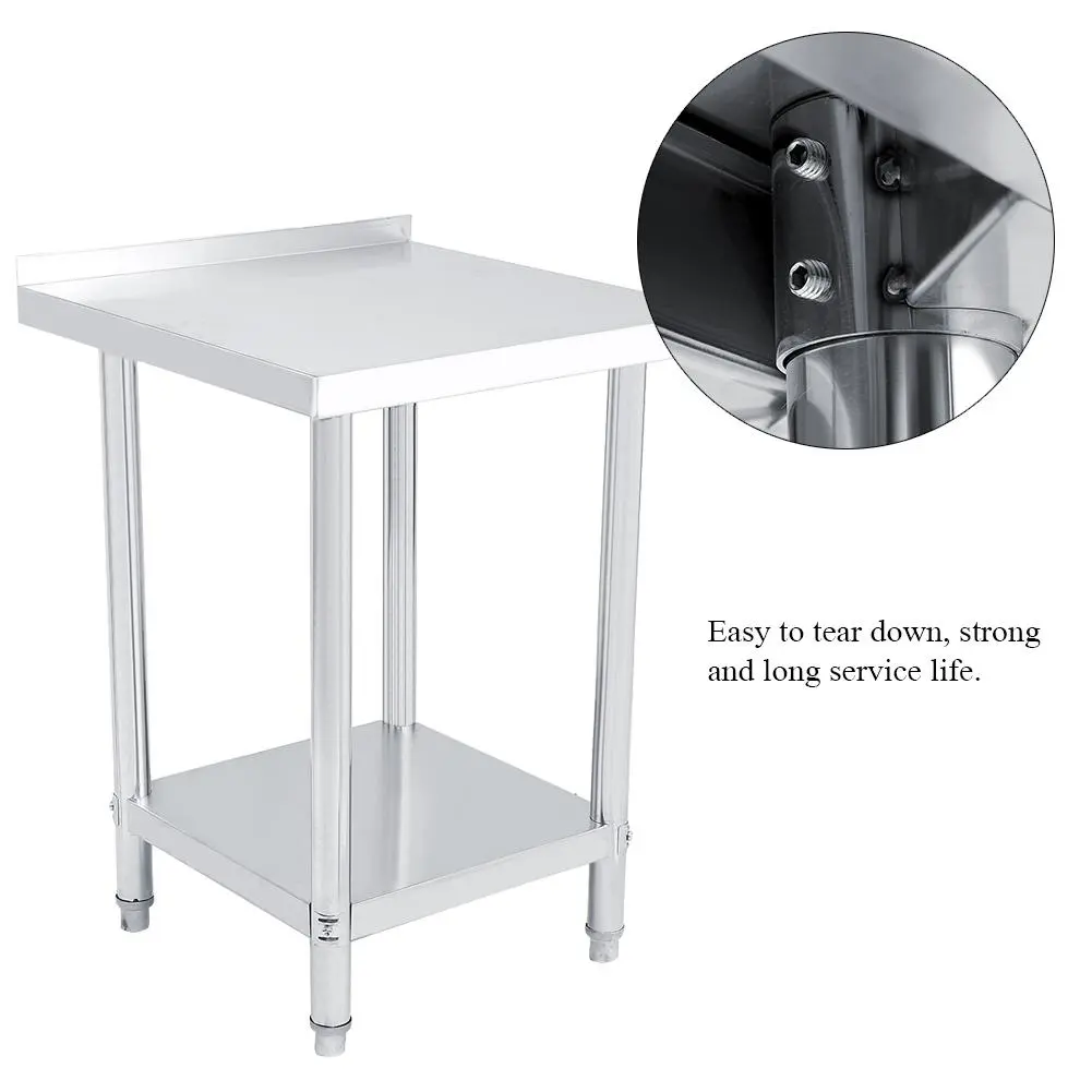 Double Layer Stainless Steel  Operating Table Work Station Kitchen Desk 0.6mm Commercial Kitchen Preparation Table