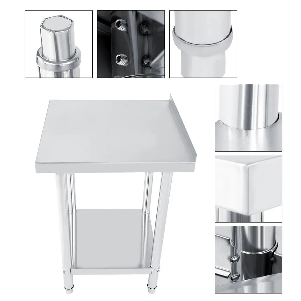 Double Layer Stainless Steel  Operating Table Work Station Kitchen Desk 0.6mm Commercial Kitchen Preparation Table
