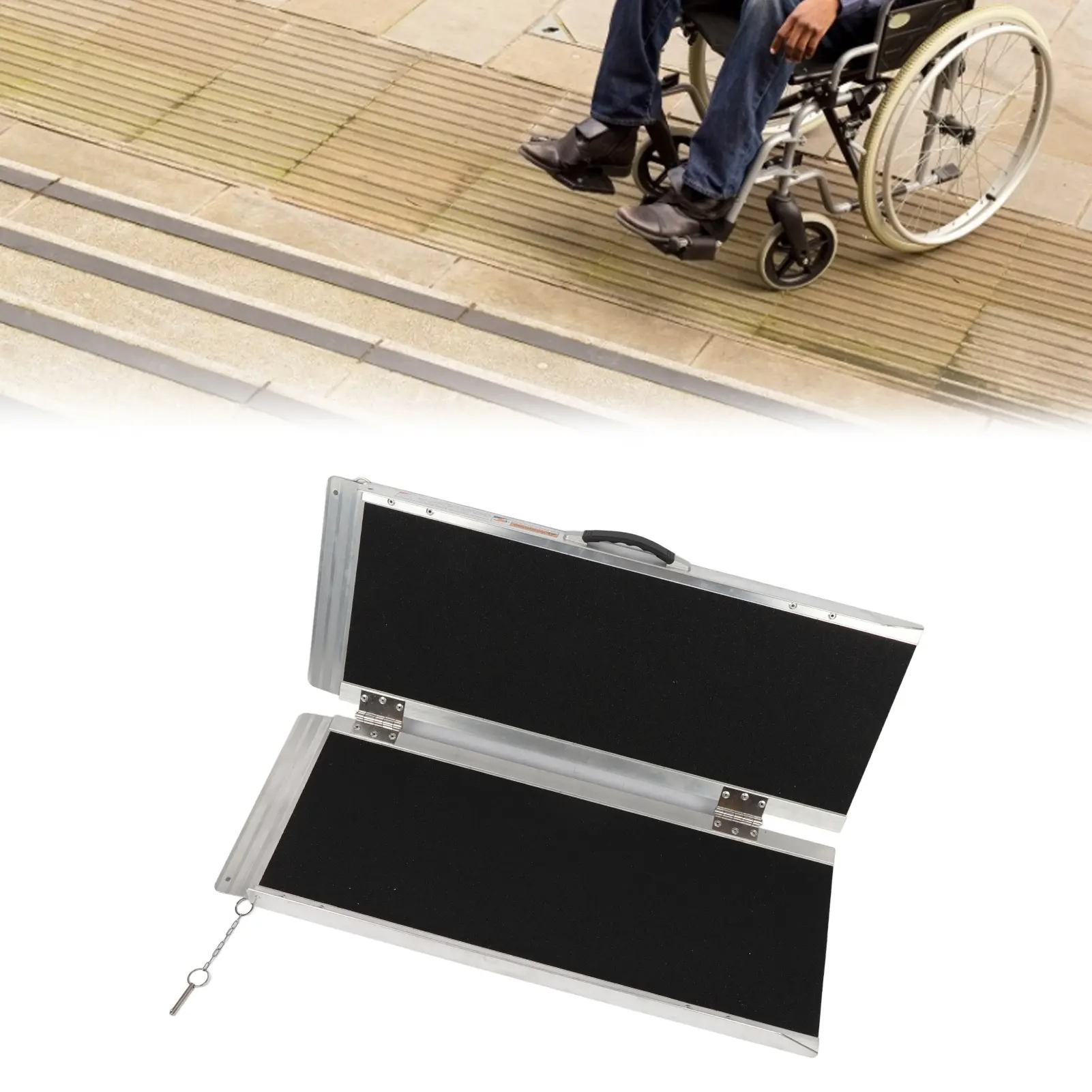 Aluminum Alloy Folding Wheelchair Ramp Portable Non Slip Wheelchair Ramp with Handle