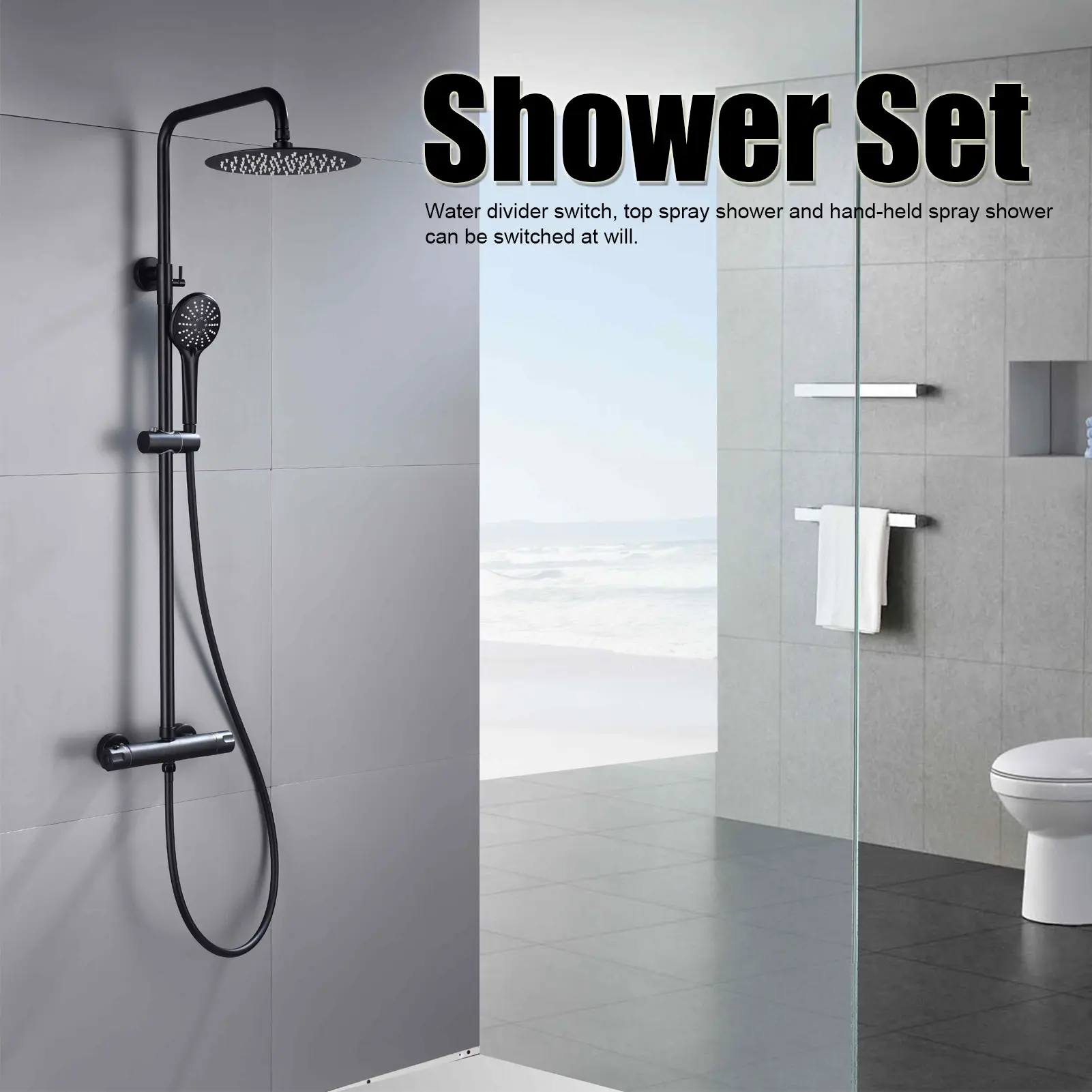 Bathroom Accessories G1/2 Thread Thermostatic Mixer Showering System with Top Spray Hand Shower for Home Bathroom Shower System