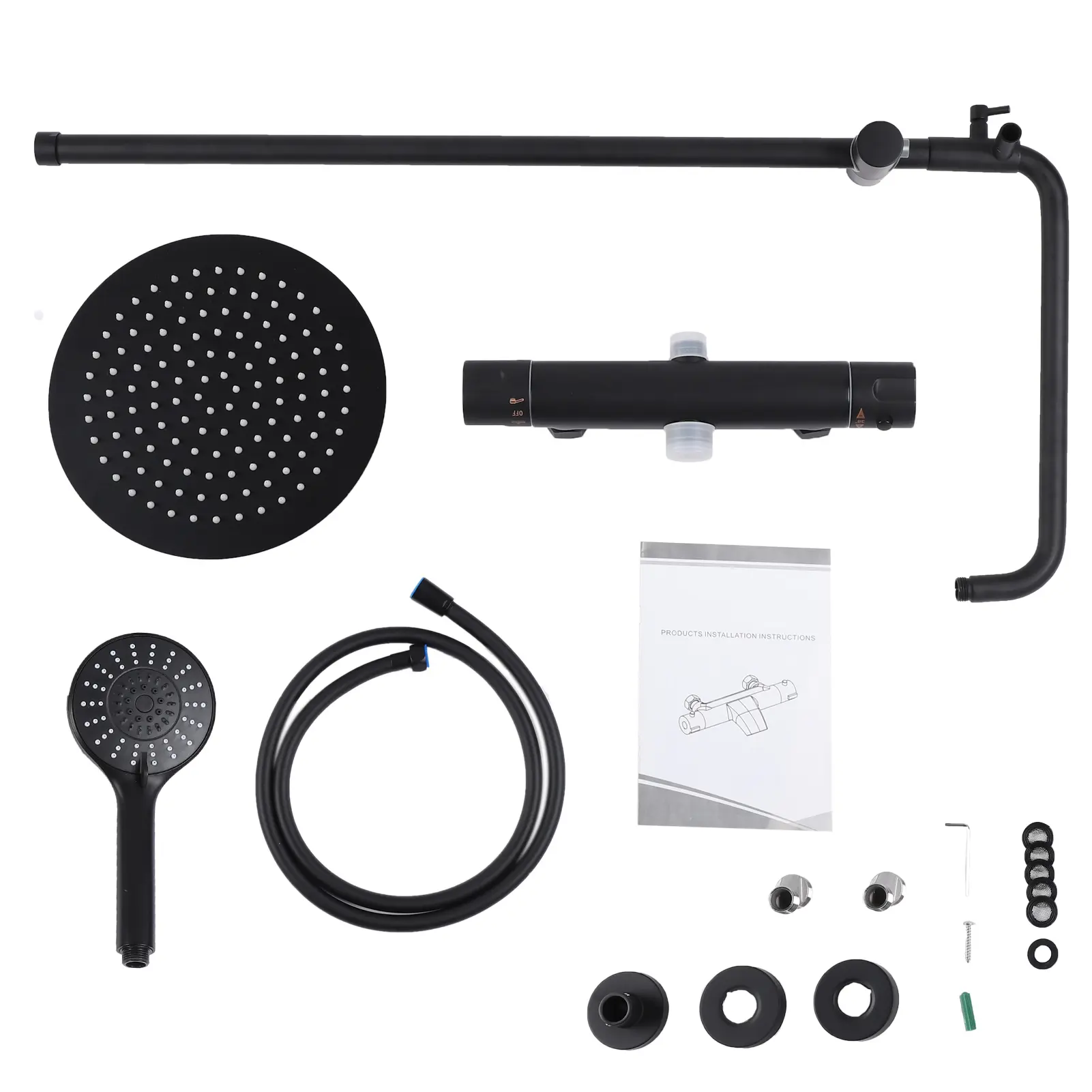 Bathroom Accessories G1/2 Thread Thermostatic Mixer Showering System with Top Spray Hand Shower for Home Bathroom Shower System