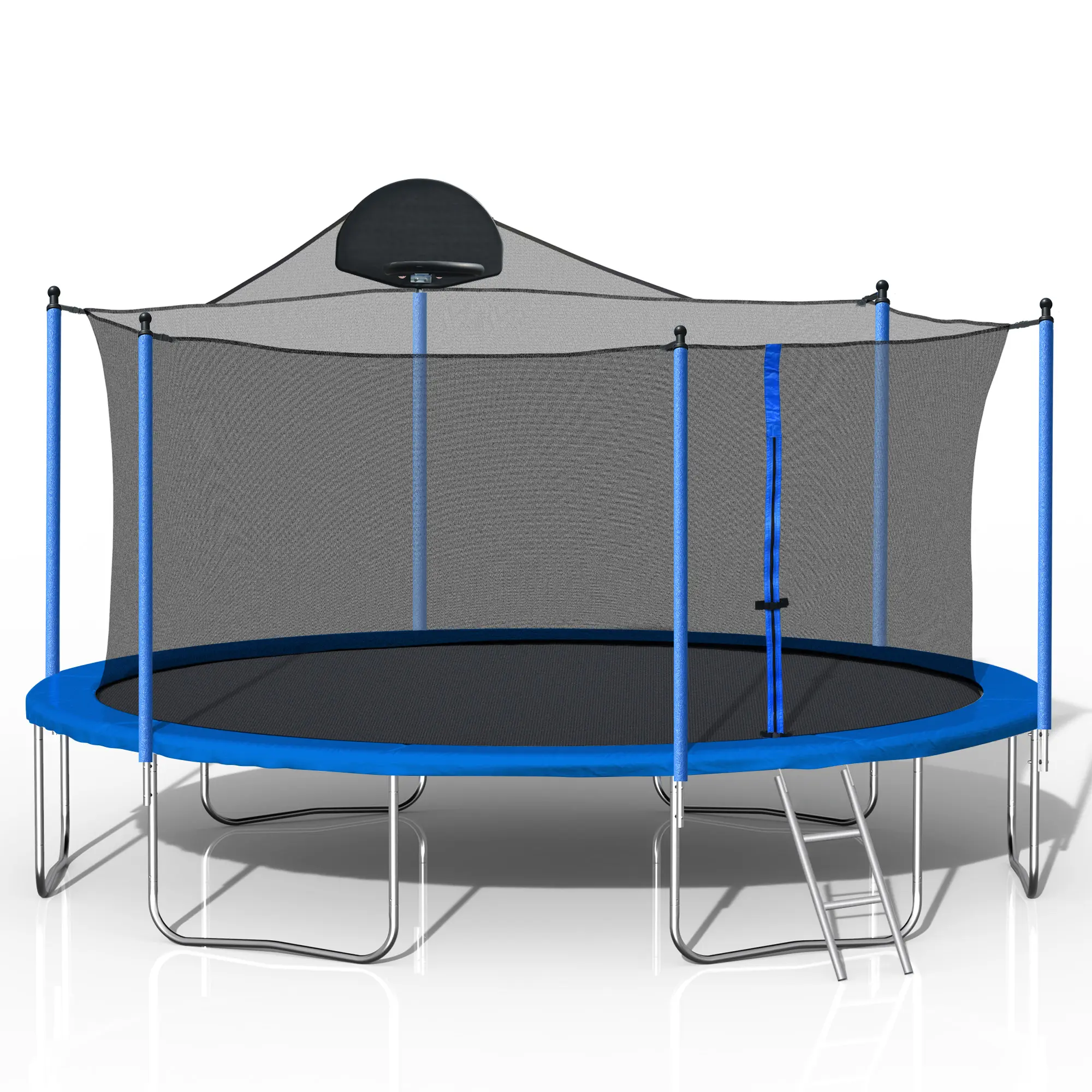 14FT TRAMPOLINE WITH BOARD+METAL(BLUE)