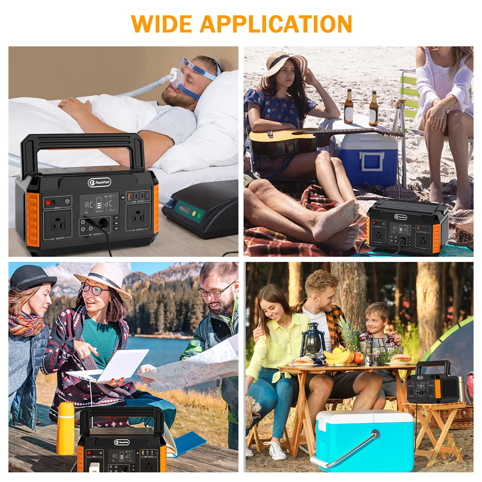 Flashfish P60 Portable Power Station 140400mAh/520Wh Solar Generator 600W CPAP Battery Power Station With 3 Charging Modes for H