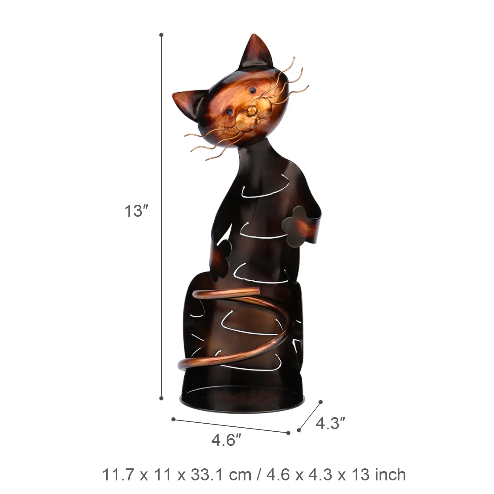 TOOARTS Cat shaped wine holder Wine shelf Metal sculpture Practical sculpture Home decoration Interior decoration Crafts TOOARTS