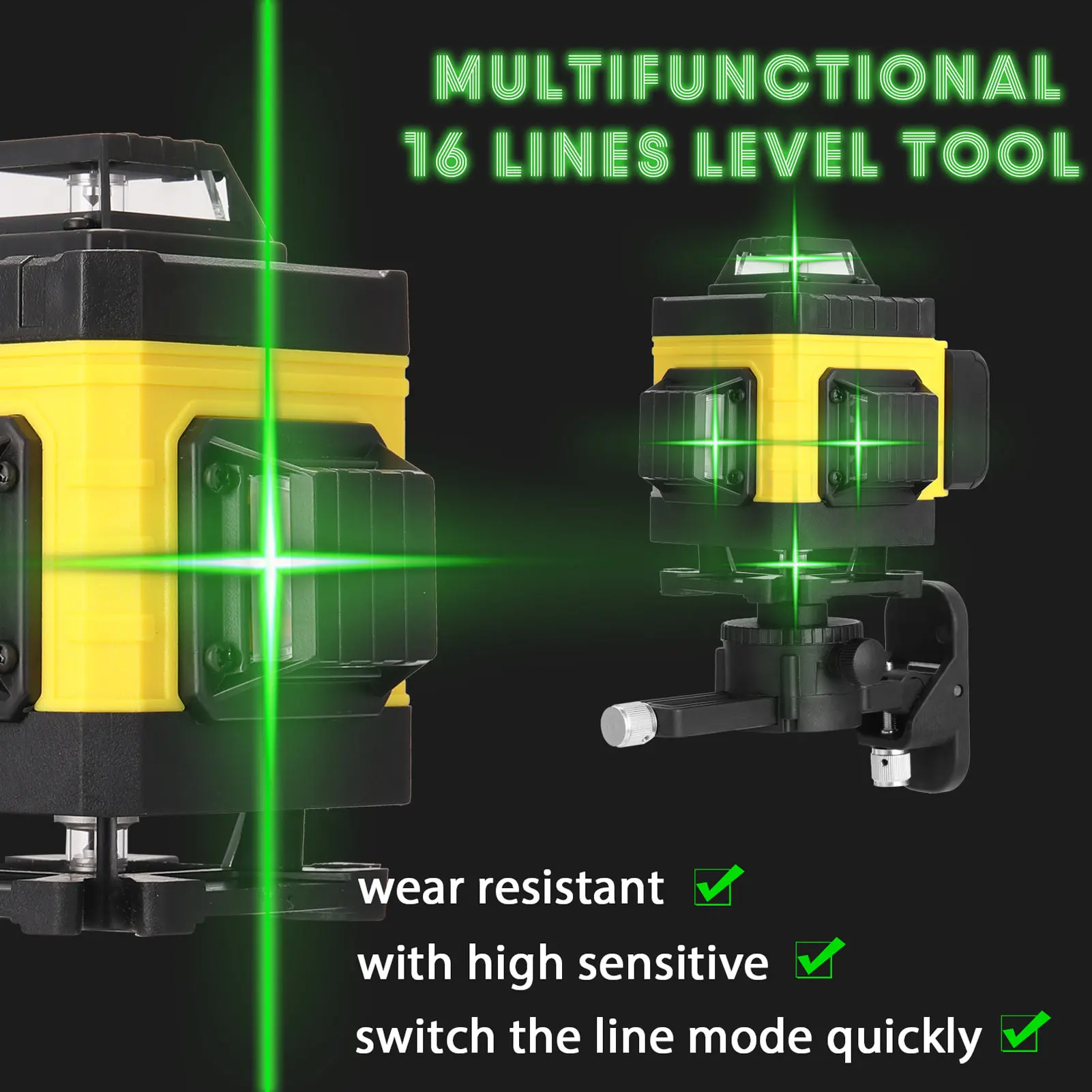 Multifunctional 16 Lines Laser Level Tool Vertical Horizontal Lines with 3° Self-leveling Function