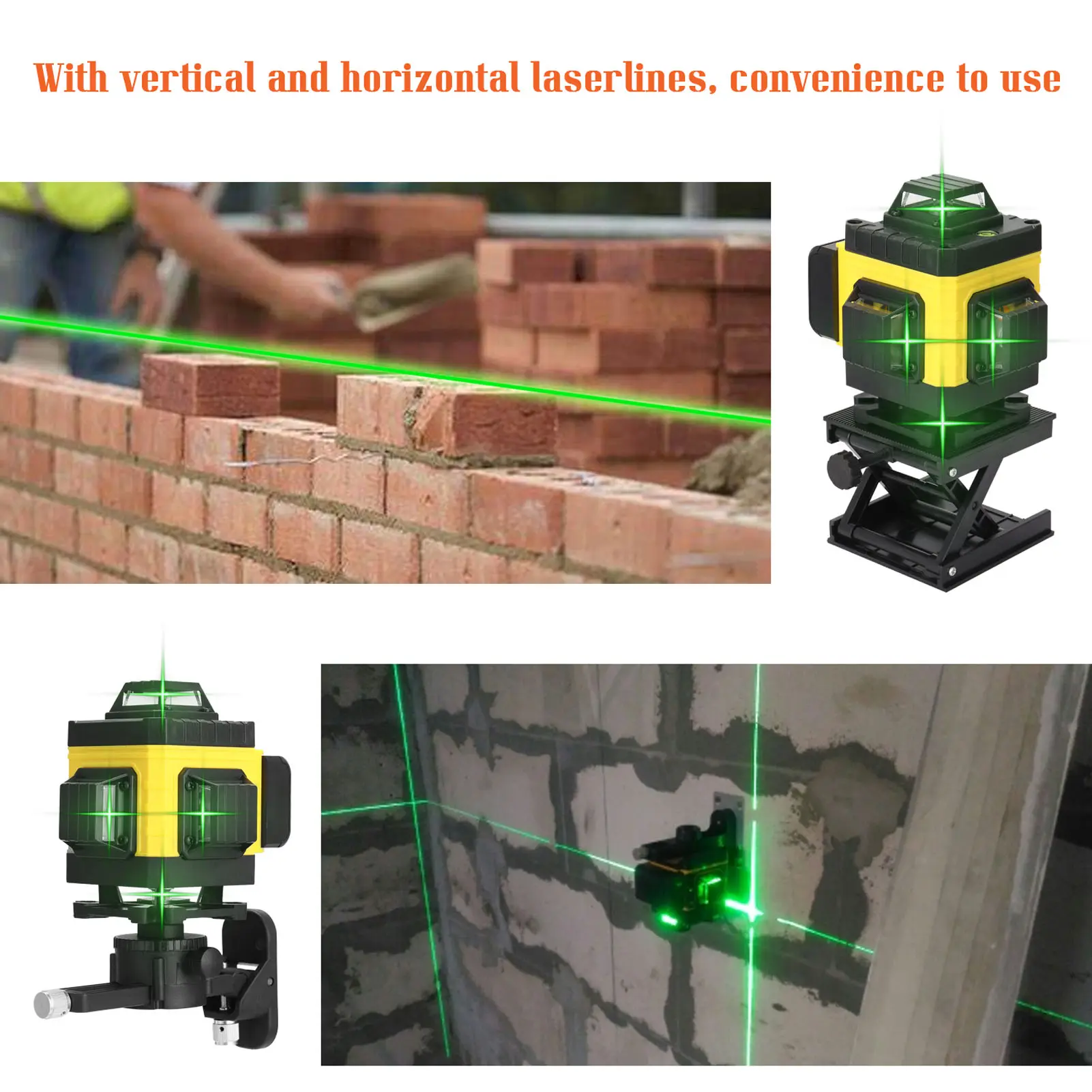 Multifunctional 16 Lines Laser Level Tool Vertical Horizontal Lines with 3° Self-leveling Function