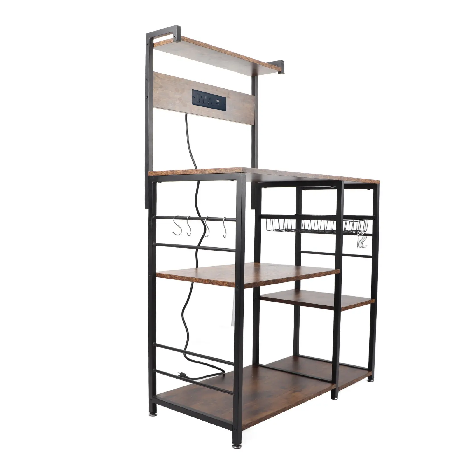 Microwave Oven Stand Strong Load Bearing Steel Pipe Rust Resistant Kitchen Utility Storage Shelf Coffee Bar Station for Spices