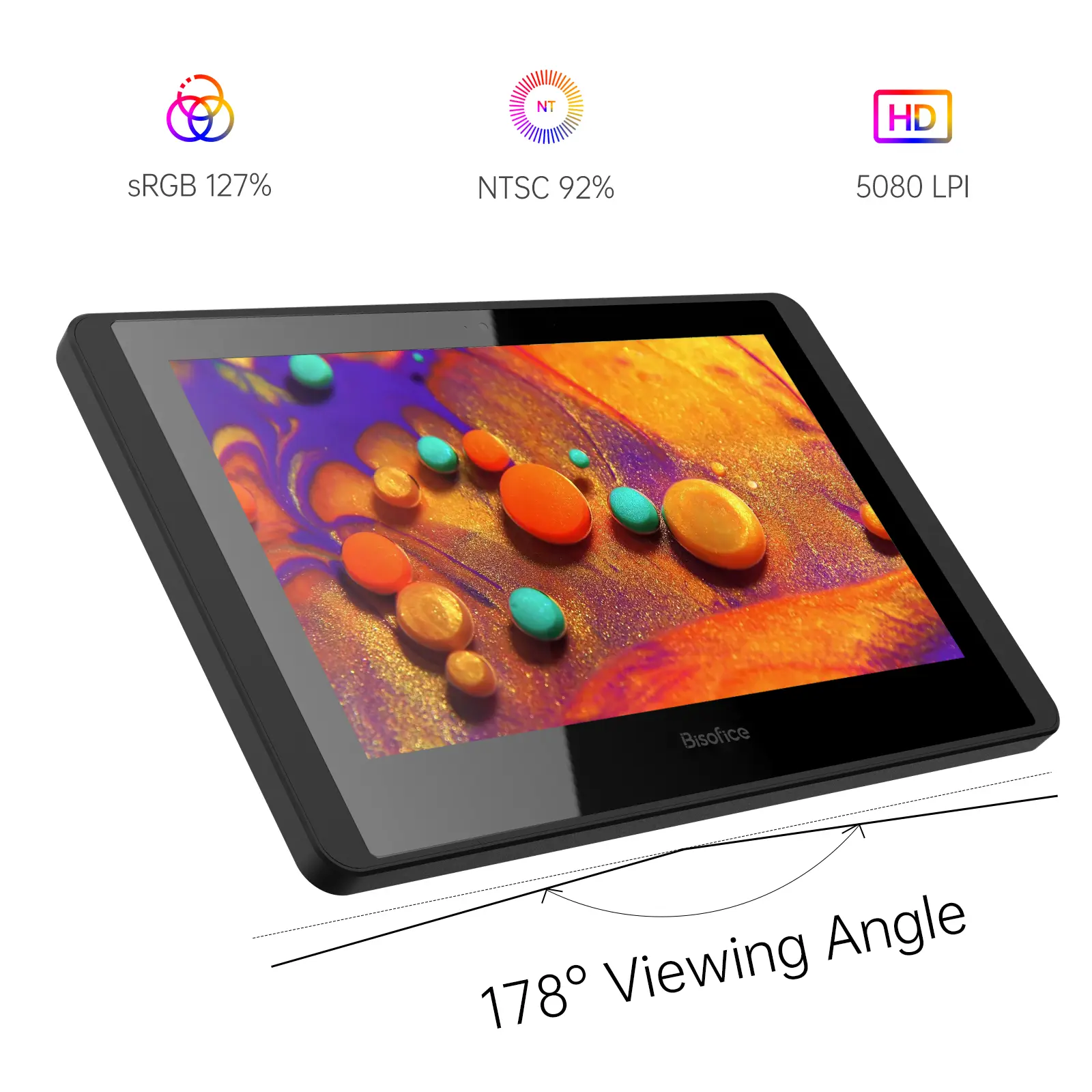 1366x768 Display 12HD-A H-IPS LCD Graphics Drawing Tablet Monitor 11.6 Inch Size 8192 Pressure Level Passive Technology