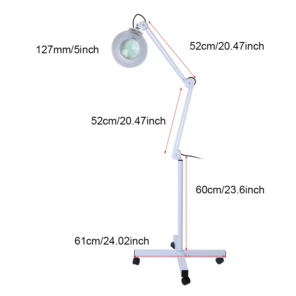 Lighted Magnified Lamp Stand Beauty Cosmetic Makeup Tattoo 5x Magnifying Lighted Magnifier Light Floor LED Lamp Magnifying Lamp