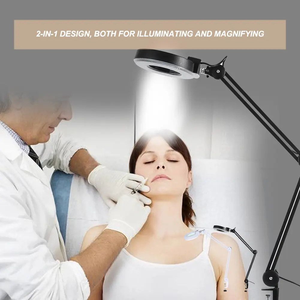 Beauty Cosmetic Tattoo 5x Magnifying LED Lighted Desk Magnifier Light Lamp With Clamp Beauty Magnifier Lamp Desk Magnifier Lamp