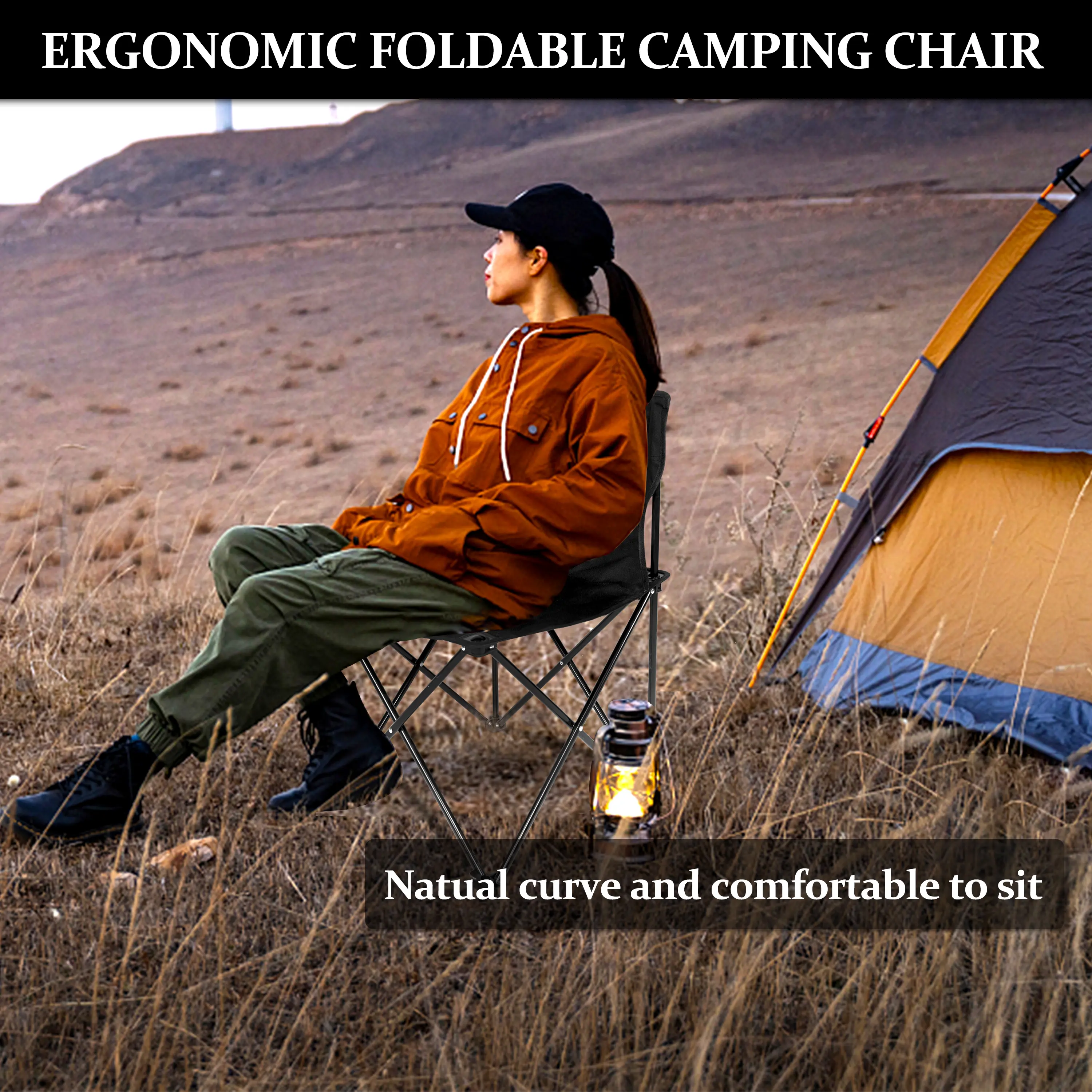 YSSOA Portable Folding Camping Chair with Carry Bag for Adults, Collapsible Anti-Slip Padded Oxford Cloth Stool for Beach, Hikin