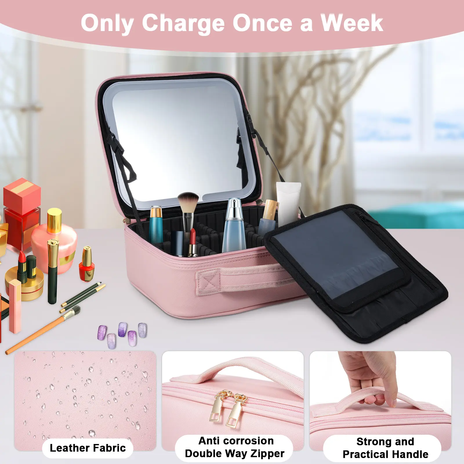 Makeup Bag Large Capacity Makeup Bag Makeup Bag Partition Organizer Large Capacity Travel Cosmetic Storage Bag Travel Makeup Bag