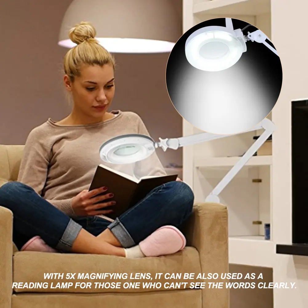 Beauty Cosmetic Tattoo 5x Magnifying LED Lighted Desk Magnifier Light Lamp With Clamp Beauty Magnifier Lamp Desk Magnifier Lamp