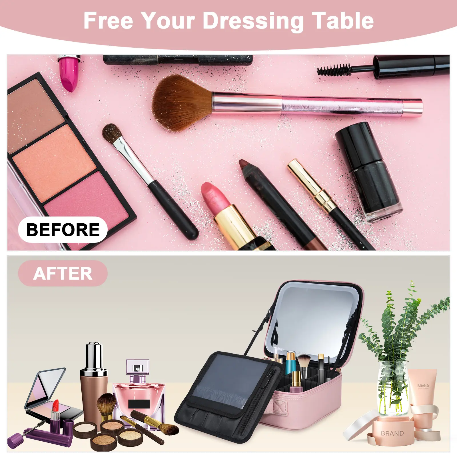 Makeup Bag Large Capacity Makeup Bag Makeup Bag Partition Organizer Large Capacity Travel Cosmetic Storage Bag Travel Makeup Bag