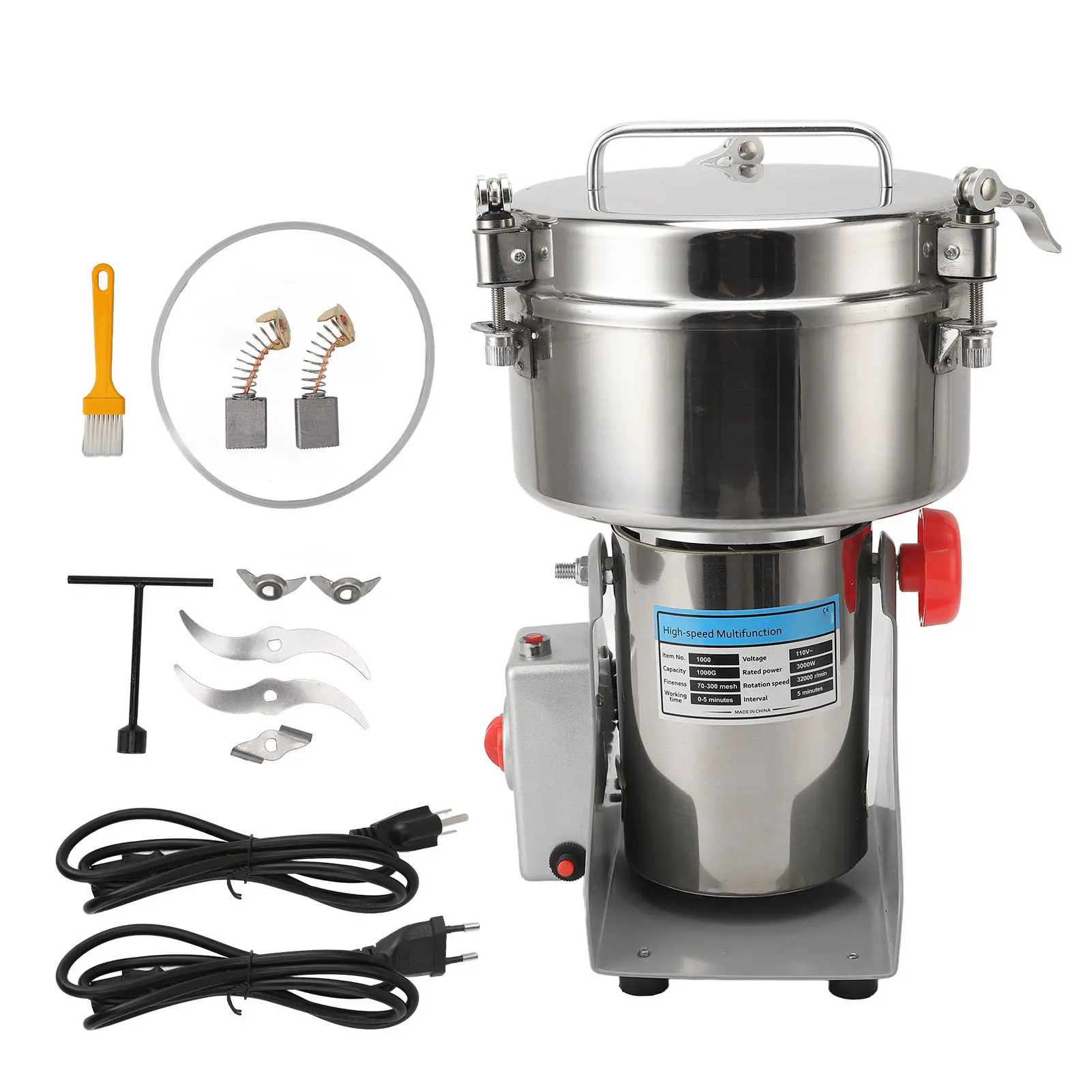 Electric Grinding Machine 3000W Multi Purpose Swing Stainless Steel Easy To Clean Grain Mill Grinder for Spices for Commercial