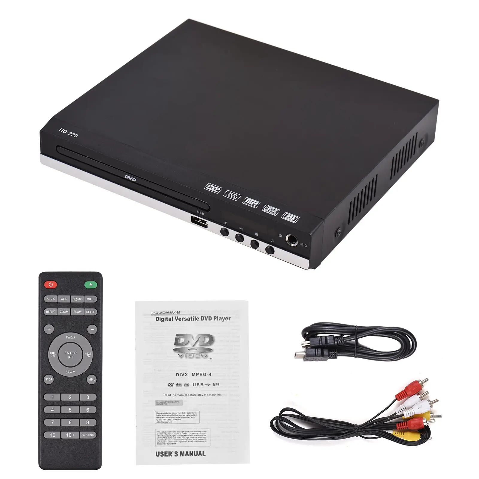 DVD CD Disc Player Home DVD Player DVD CD Disc Player Digital Multimedia Player U Disk Playback HD AV Output with Remote Control