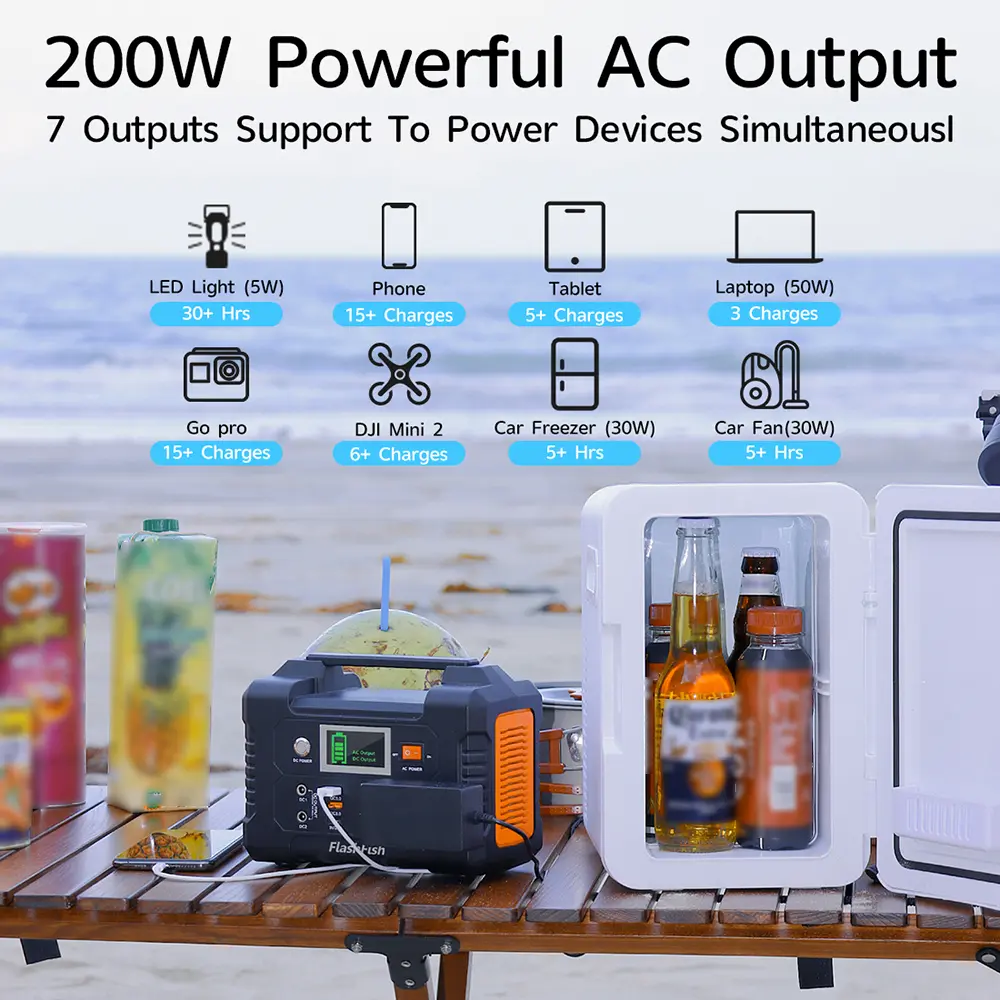 Flashfish E200 200W Portable Power Station 40800mAh/151Wh Large Capacity Power Bank Solar Generator Battery for Outdoor Camping