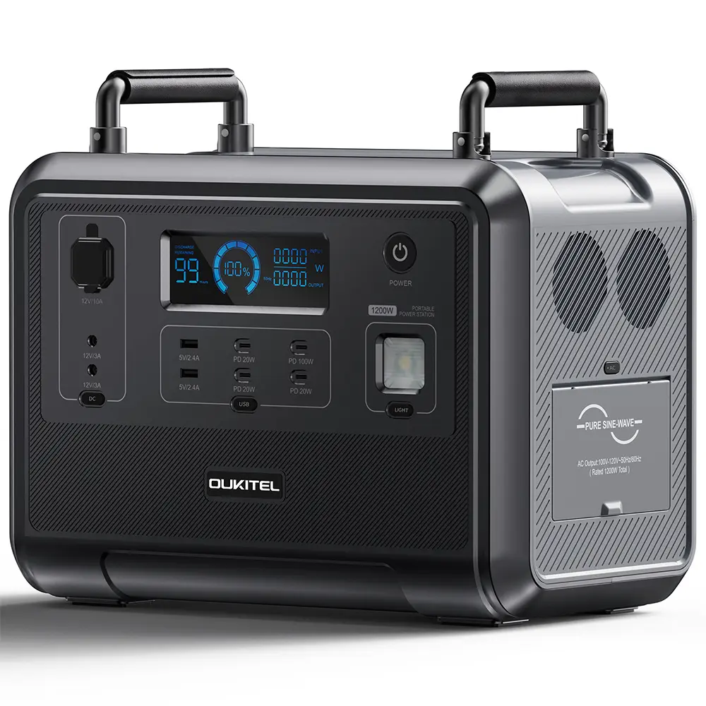 OUKITEL P1201E Portable Power Station 960Wh Solar Generator 1200W Safe LiFePO4 Solar Generator Power Pure Sine Wave Battery Powe