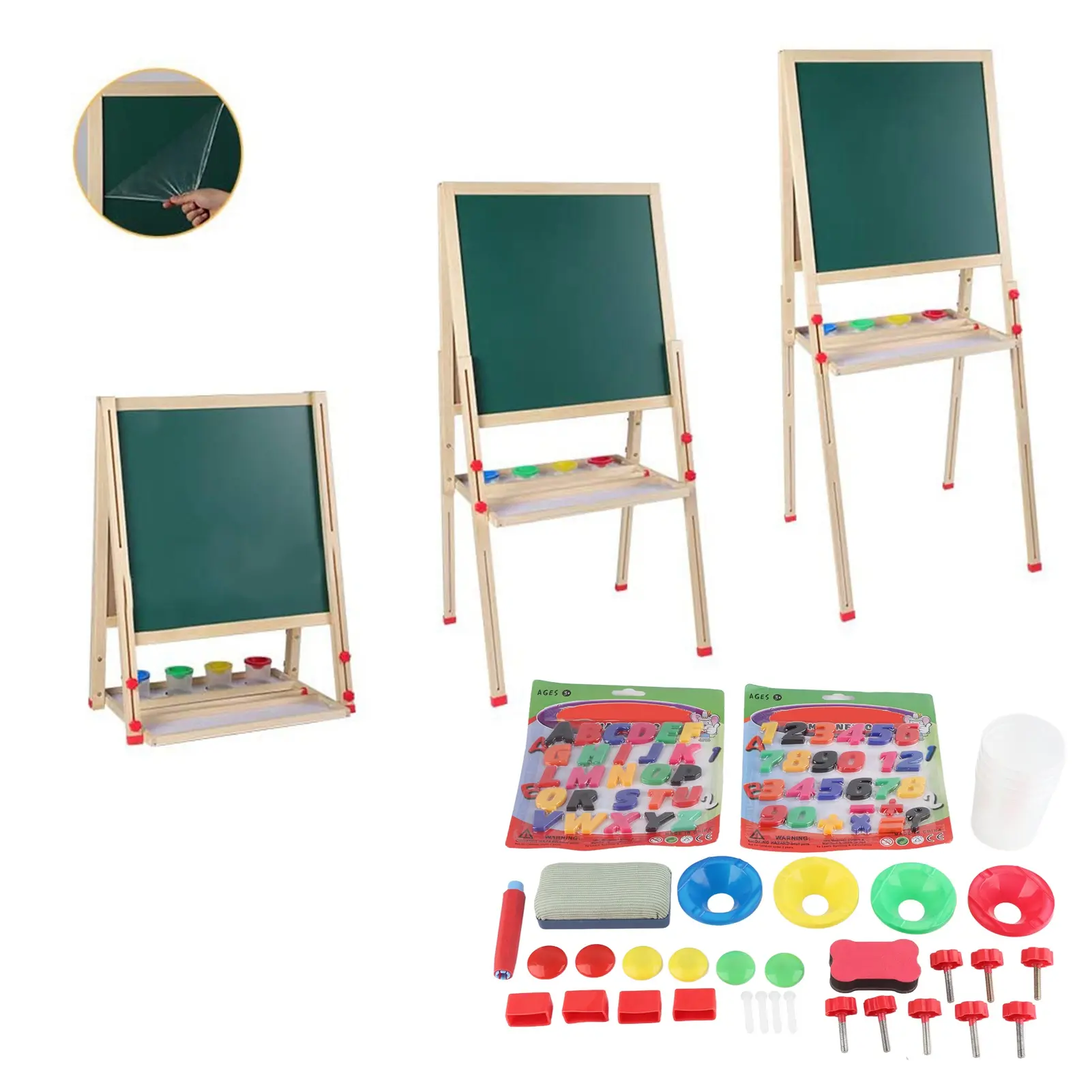 All in One Wooden Children Art Easel with Magnetic Snap Eraser Set Easel  Children Easel  Art Easel  Wooden Easel  Easel Set
