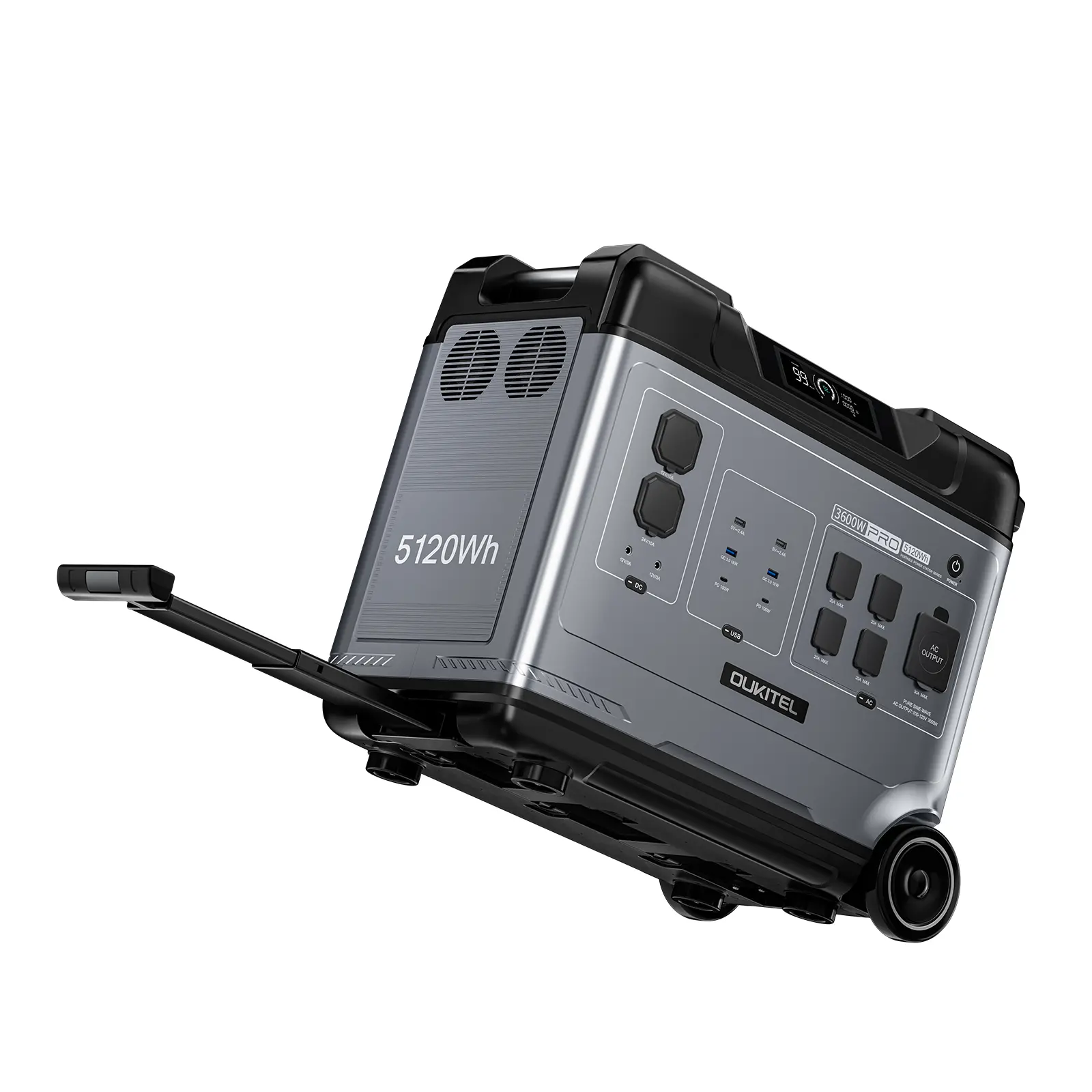 3600W AC Output OUKITEL P5000 Pro Portable Power Station, 5120Wh LiFePO4 Battery, Smart Temperature Control, Dual 100W USB-C, S