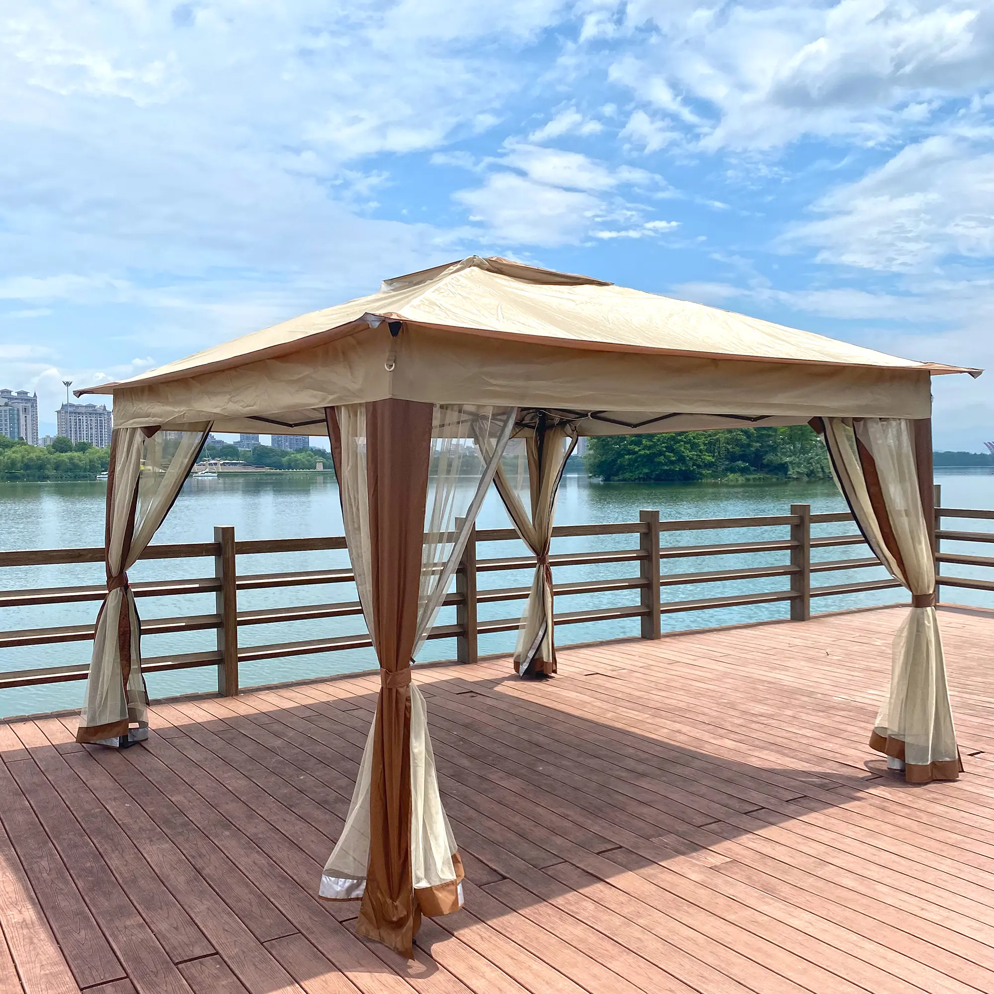 Outdoor 11x 11Ft Pop Up Gazebo Canopy With Removable Zipper Netting,2-Tier Soft Top Event Tent,Suitable For Patio Backyard Garde