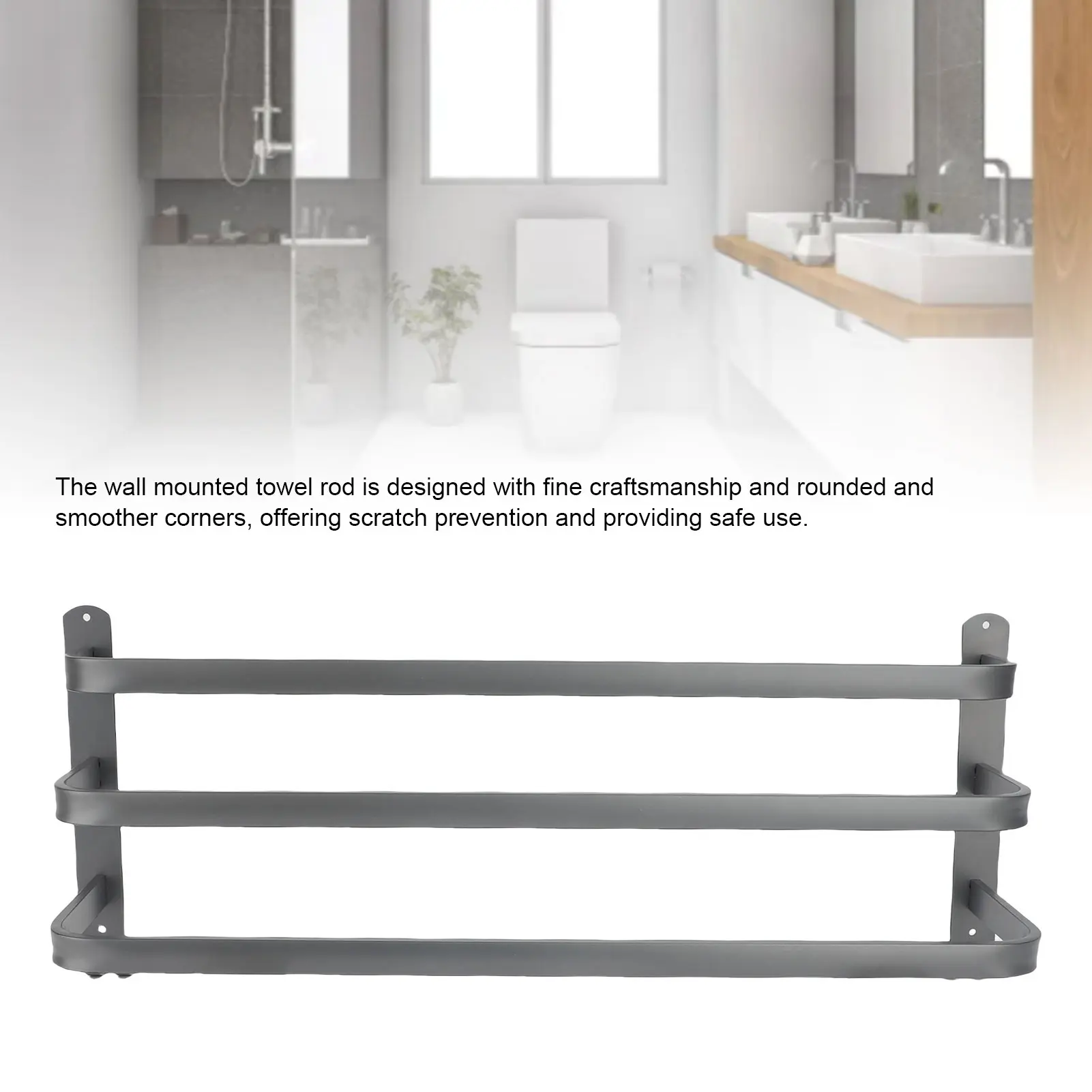 Wall Mounted Towel Holder 60CM Space Saving Enhanced Ventilation Convenient Hook 3 Tier Towel Rod Easy Installation for Hotel