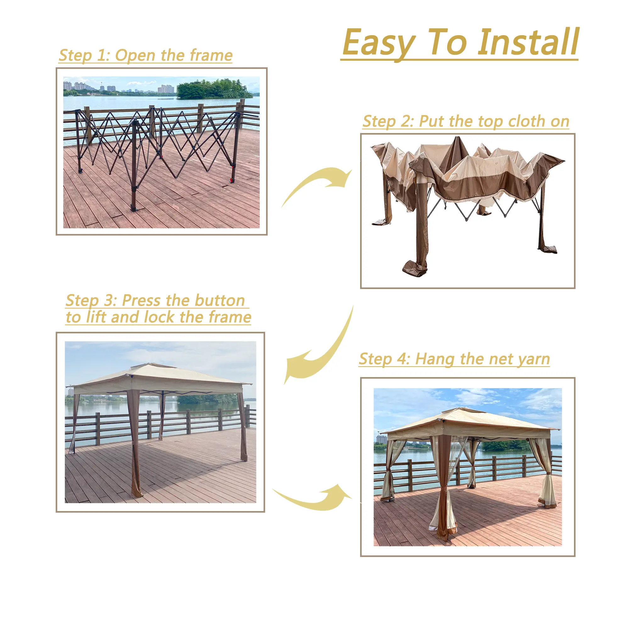Outdoor 11x 11Ft Pop Up Gazebo Canopy With Removable Zipper Netting,2-Tier Soft Top Event Tent,Suitable For Patio Backyard Garde