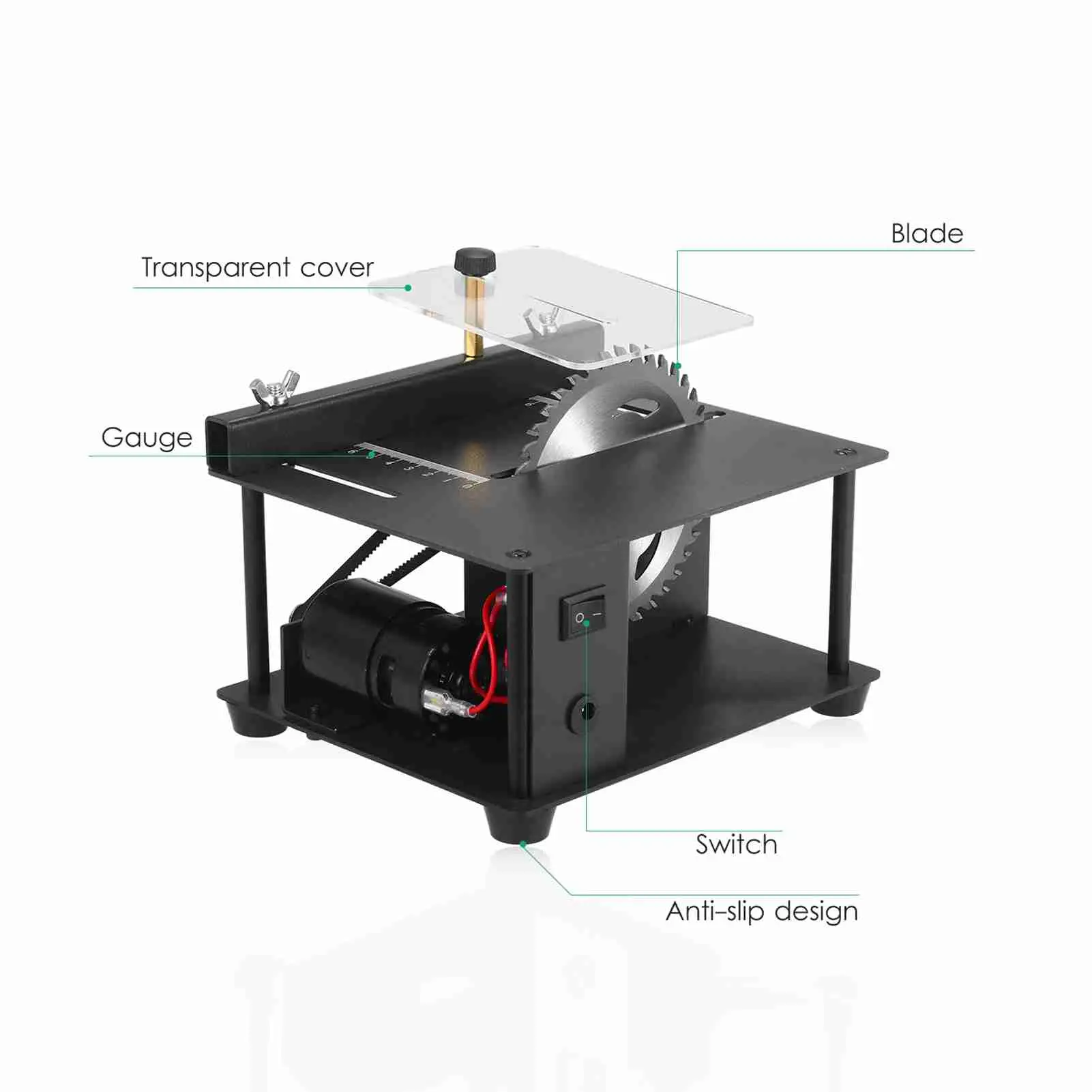 110-240V Multi-Functional Table Saw Mini Desktop Saw Cutter Electric Cutting Machine with Saw Blade Adjustable-Speed Angle Adjus