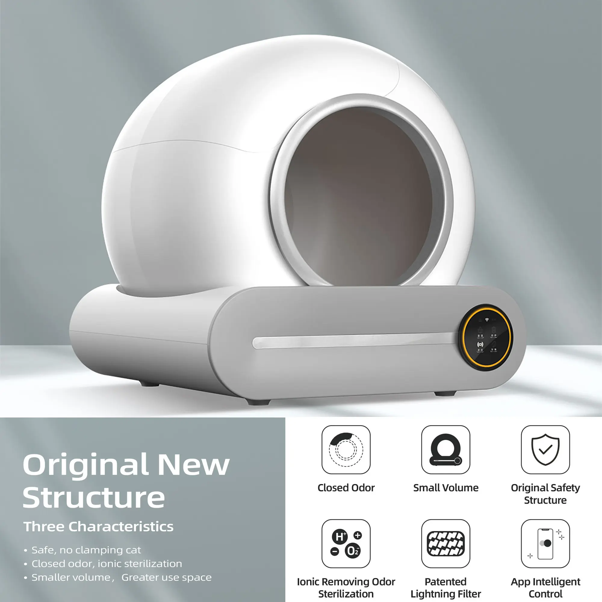 Self-Cleaning Cat Litter Box, Automatic Scooping and Odor Removal, App Control Support 2.4G WiFi, Smart Automatic Cat Litter Box