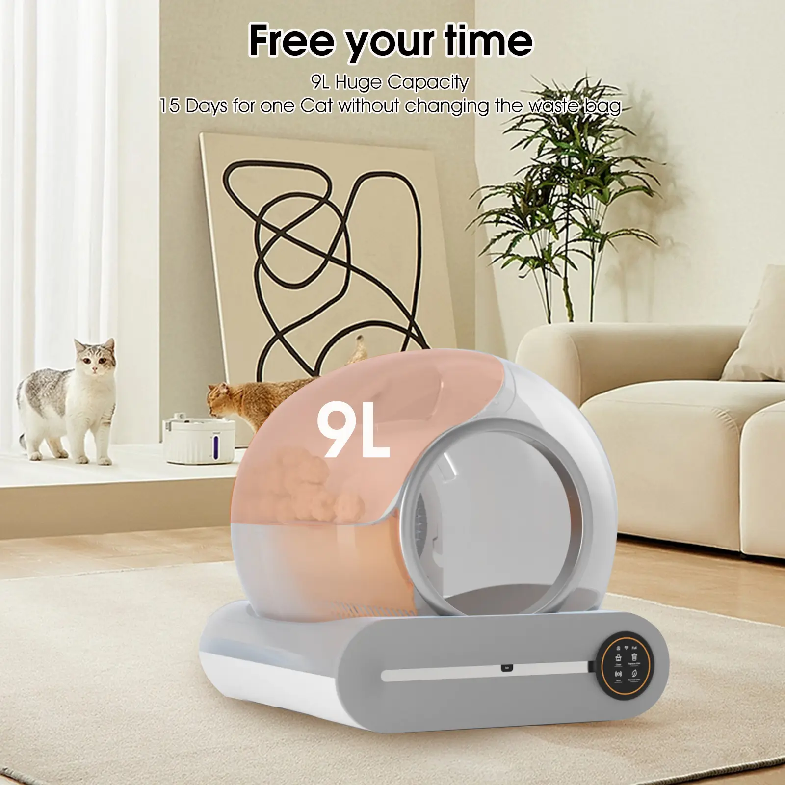 Self-Cleaning Cat Litter Box, Automatic Scooping and Odor Removal, App Control Support 2.4G WiFi, Smart Automatic Cat Litter Box