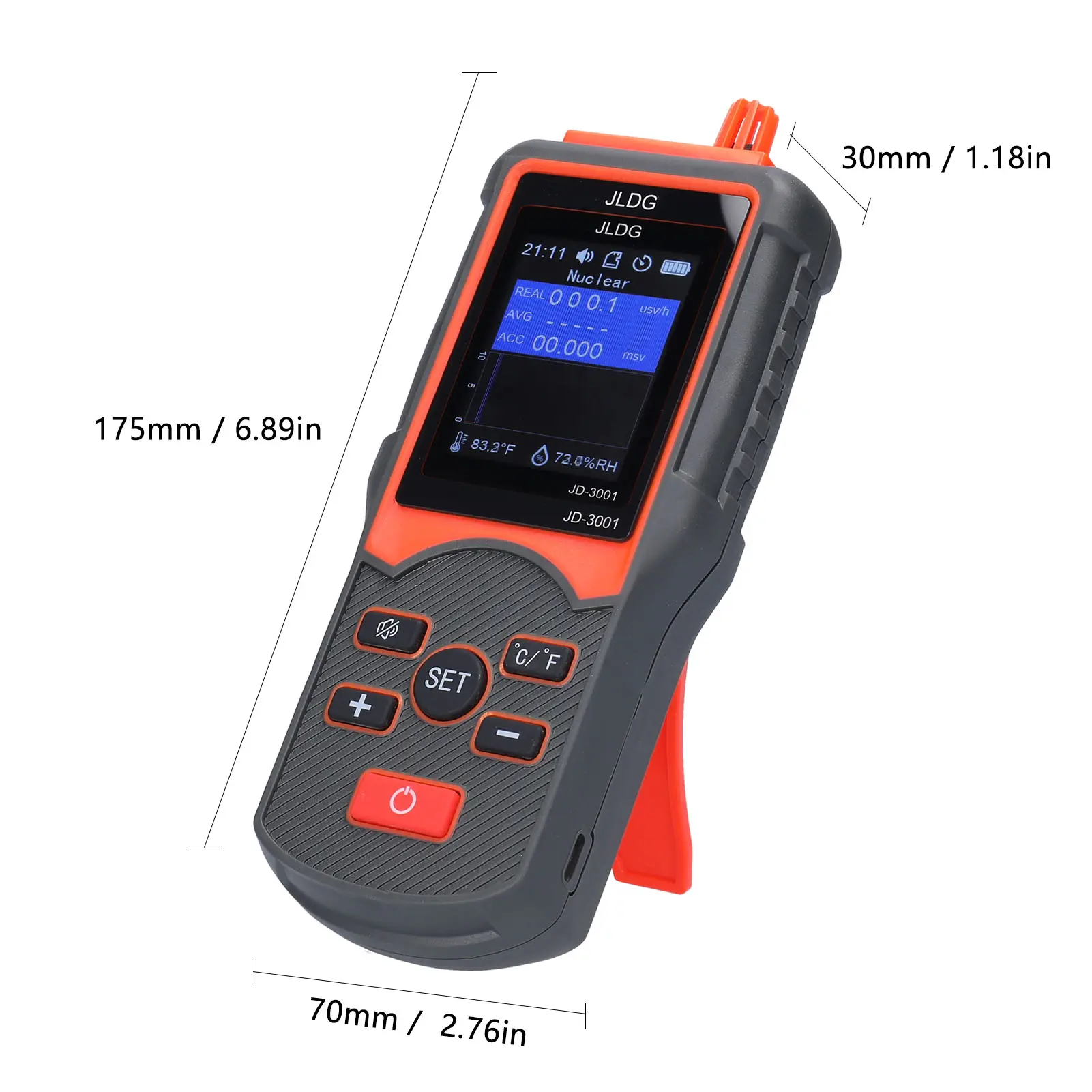 JD-3001 Multifunctional Geiger Counter and Electromagnetic Radiation Detector Temperature and Humidity Measurement Device with D