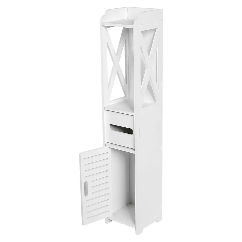 80x15.5x15CM Bathroom Toilet Furniture Cabinet White Wood Cupboard Shelf Tissue Storage Rack Bathroom Cabinet Bathroom Cupboard