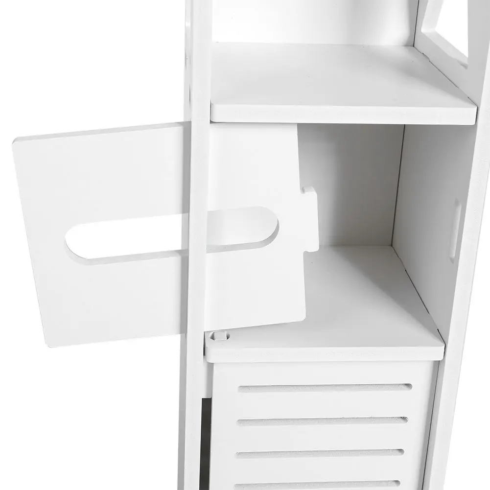 80x15.5x15CM Bathroom Toilet Furniture Cabinet White Wood Cupboard Shelf Tissue Storage Rack Bathroom Cabinet Bathroom Cupboard