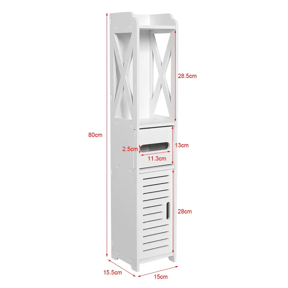 80x15.5x15CM Bathroom Toilet Furniture Cabinet White Wood Cupboard Shelf Tissue Storage Rack Bathroom Cabinet Bathroom Cupboard