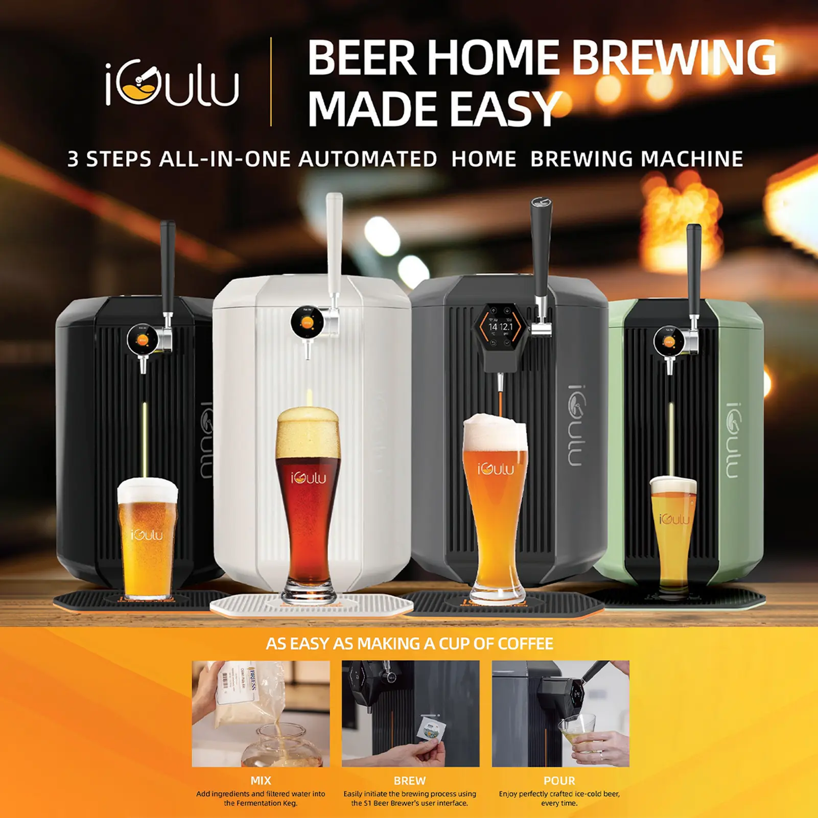 Smart Beer Brewing System, Fully Automatic Home Brewing Kit, One-Touch Beer Making, 2-30℃ Temp, Brewing Ingredient Kit (Bavarian