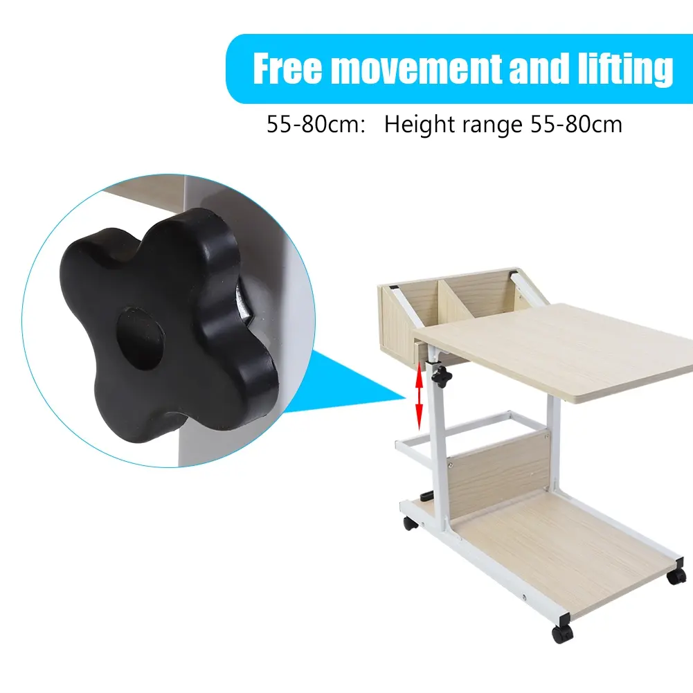 Portable Multifunctional Removable Laptop Desk with Wheels Drawer Bed Sofa Books Snack Multifunctional Removable Laptop Desk