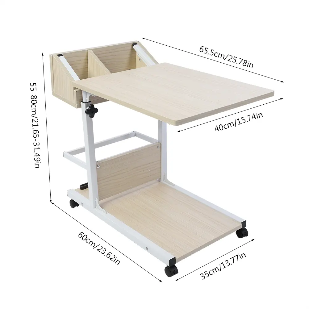 Portable Multifunctional Removable Laptop Desk with Wheels Drawer Bed Sofa Books Snack Multifunctional Removable Laptop Desk