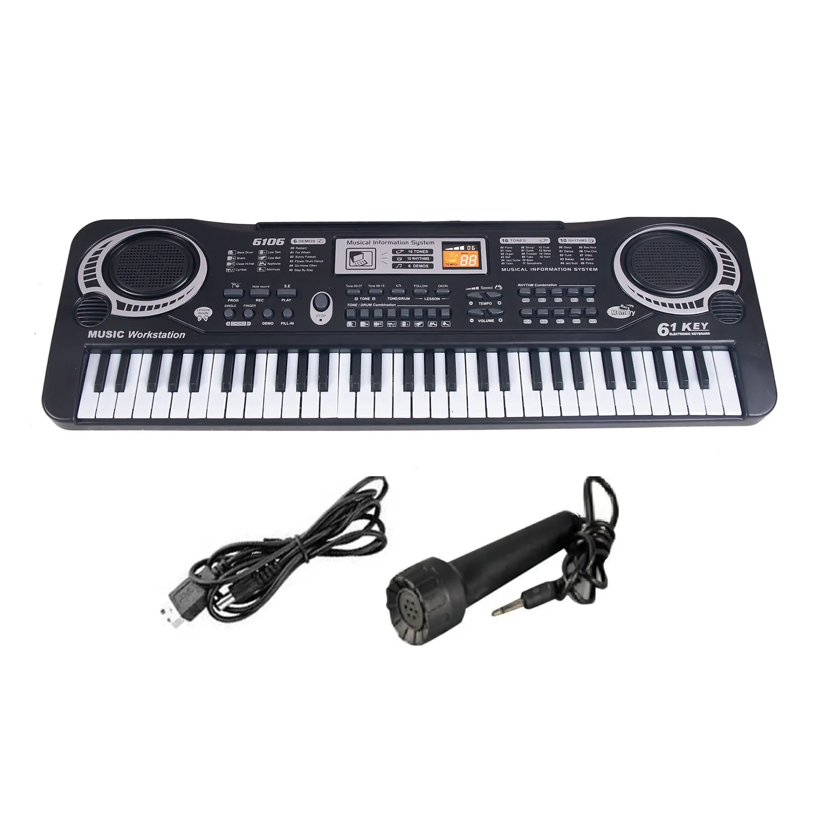 Musical Instrument Electronic Keyboard 61 Keys Black Digital Music Electronic Keyboard Electric Piano Kids Musical Instrument
