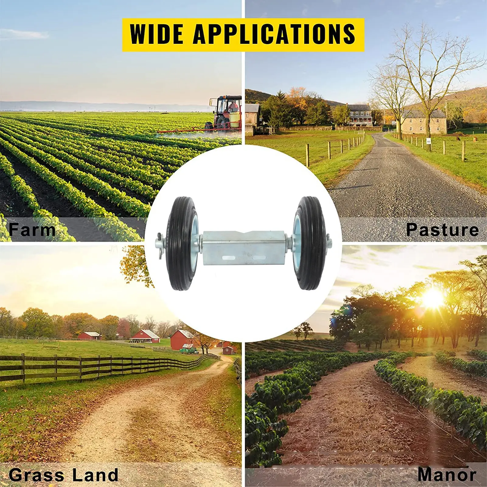 Fence Rolling Gate Rolling Chain Link Gate Wheel Kit Yard Gate Wheel Rut Runner Set for Farm Grass Land Gate Wheel Rut Runner