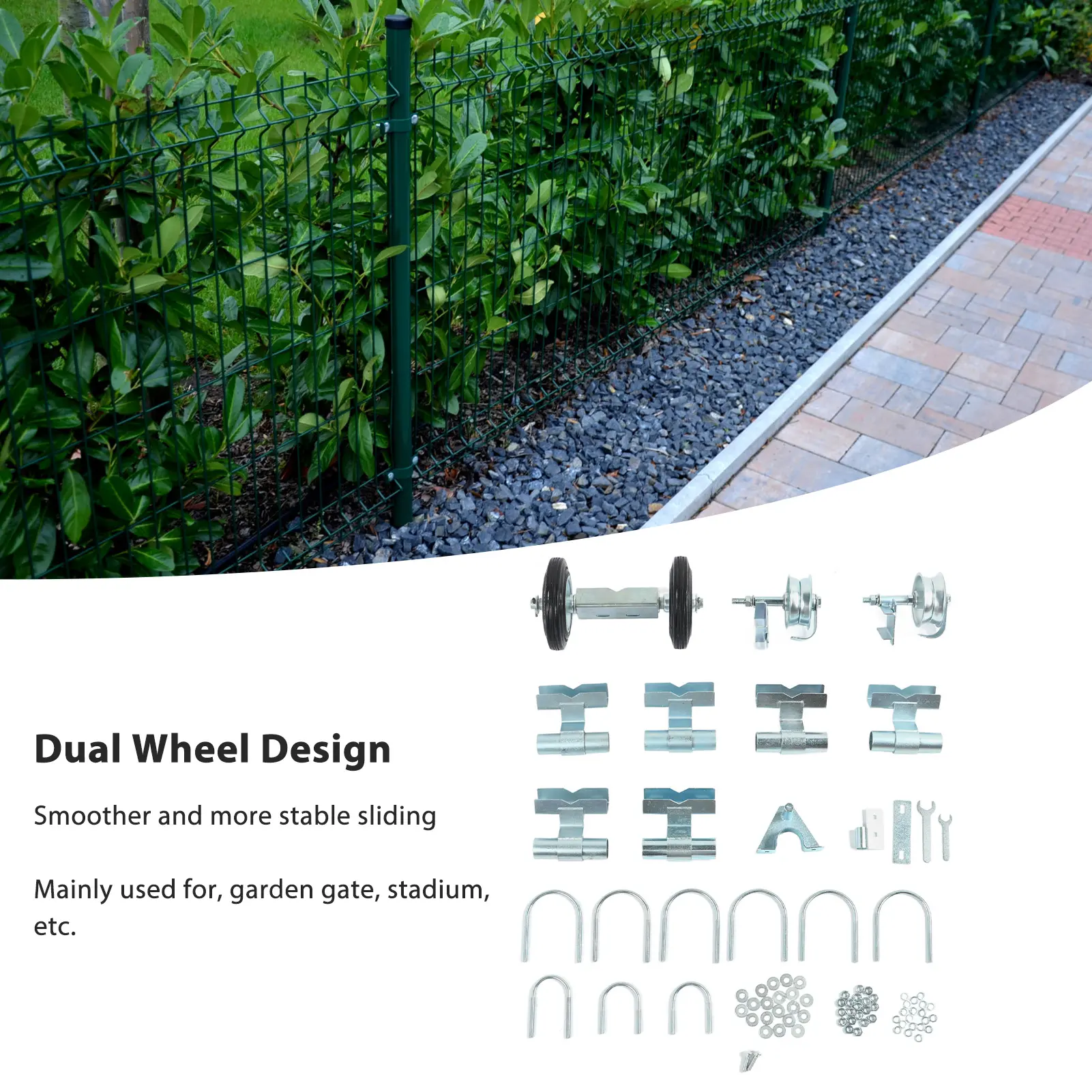 Fence Rolling Gate Rolling Chain Link Gate Wheel Kit Yard Gate Wheel Rut Runner Set for Farm Grass Land Gate Wheel Rut Runner