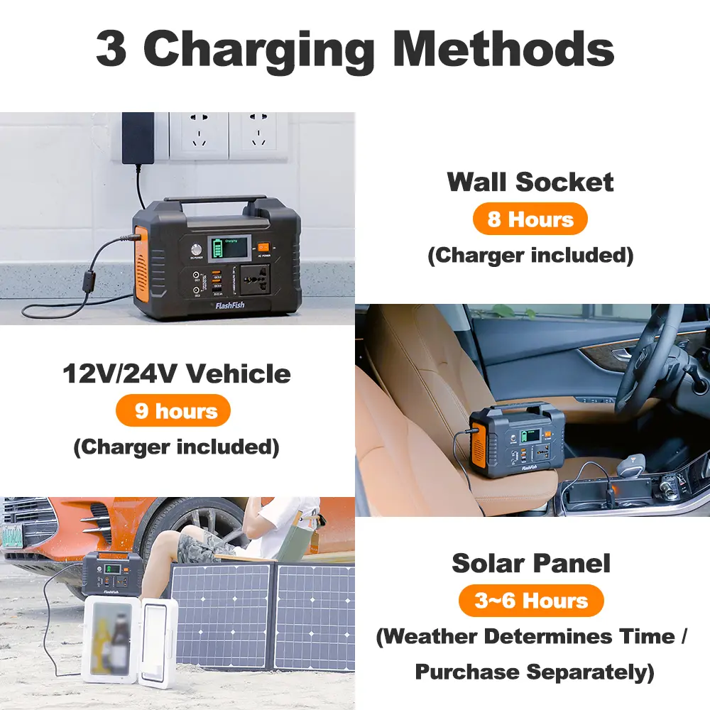 Flashfish E200 Portable Power Station 40800mAh/151Wh Solar Generator 200W Battery Power Station With 3 Charging Modes