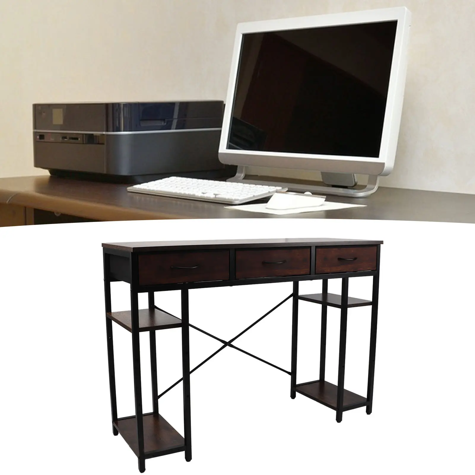 Gaming Study Writing Table PC Desk Home Computer Desk Retro Industrial  Strong Load Bearing Capacity Versatile for Studio