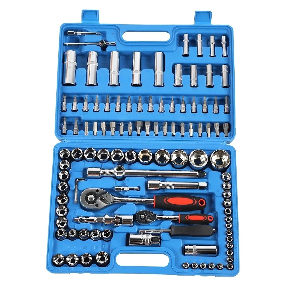 Ratchet Wrench Set 1/4in 1/2in CR40 Steel Socket Set Tool Case + Box Hand Tool Kits Socket Set Steel Socket Set Tool Kit