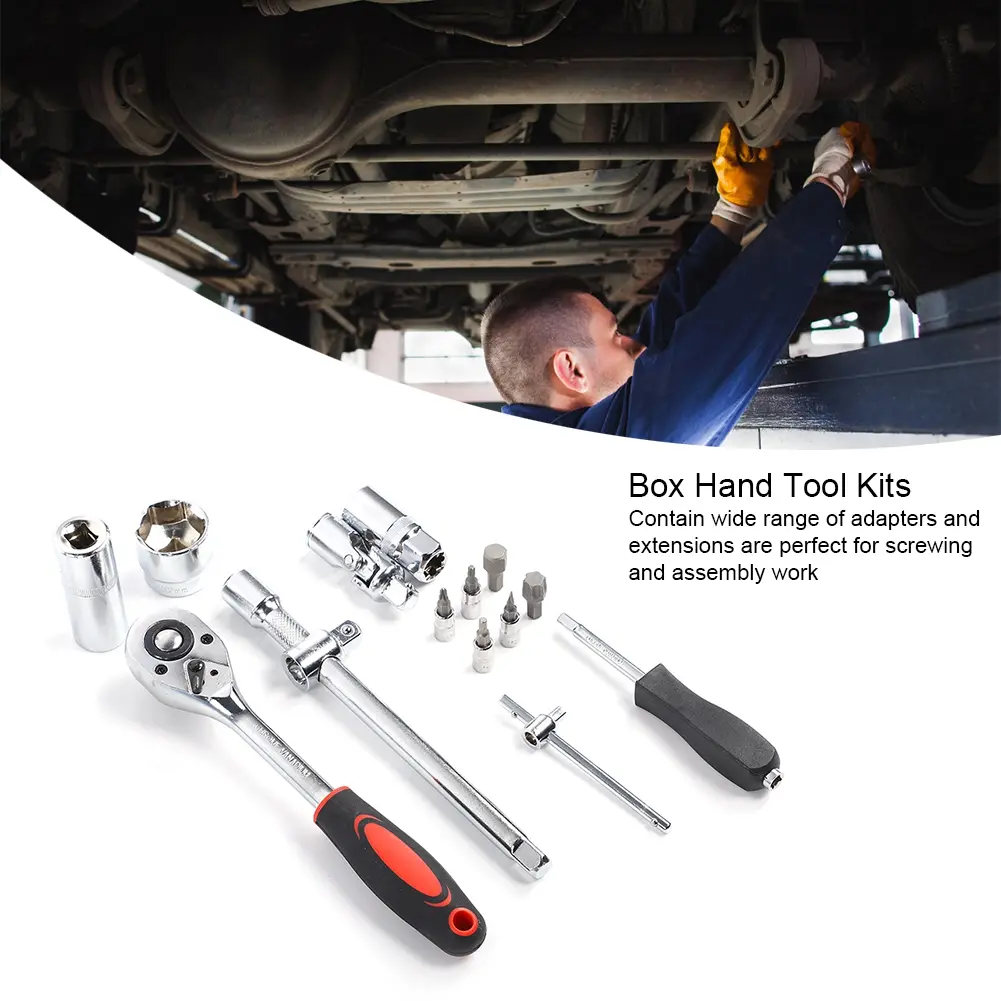 Ratchet Wrench Set 1/4in 1/2in CR40 Steel Socket Set Tool Case + Box Hand Tool Kits Socket Set Steel Socket Set Tool Kit