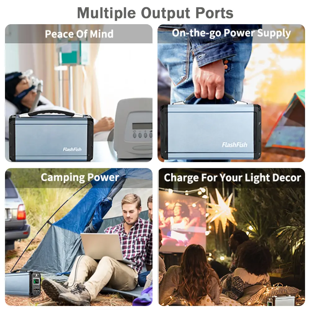 Flashfish G300 Portable Power Station 60000mAh/222Wh Solar Generator 300W CPAP Battery Power Station With 6 Light Modes
