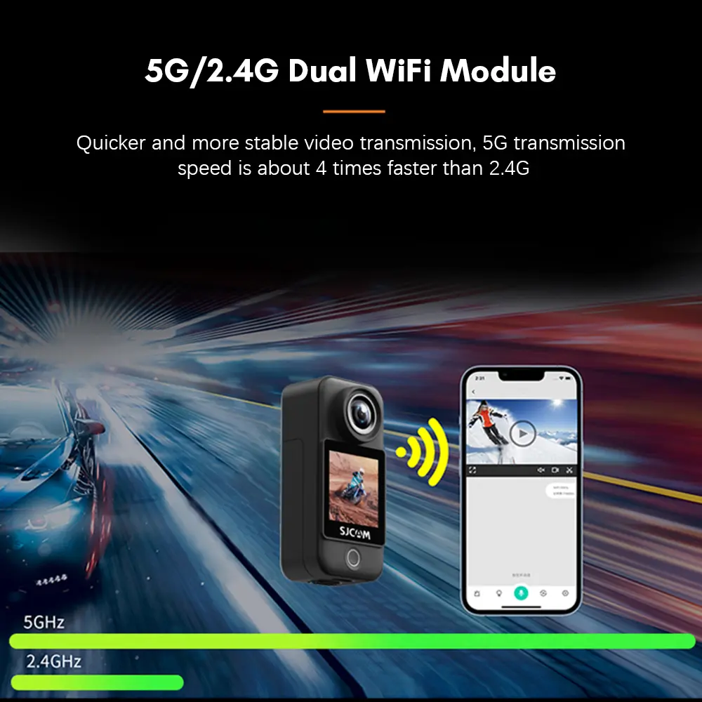 SJCAM C300 Pocket 4K 30FPS Action Camera 5G/2.4G WiFi Sports Camera 1.33 Inch Touch Control Screens 154° Wide Angle Lens 6-Axis