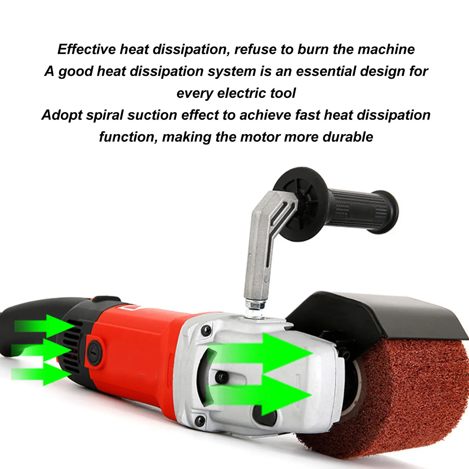 Handheld Electric Polisher Burnishing Polishing Machine 1400W 6 Gear  Handle Handheld Electric Sander Polisher with 3 Wheels