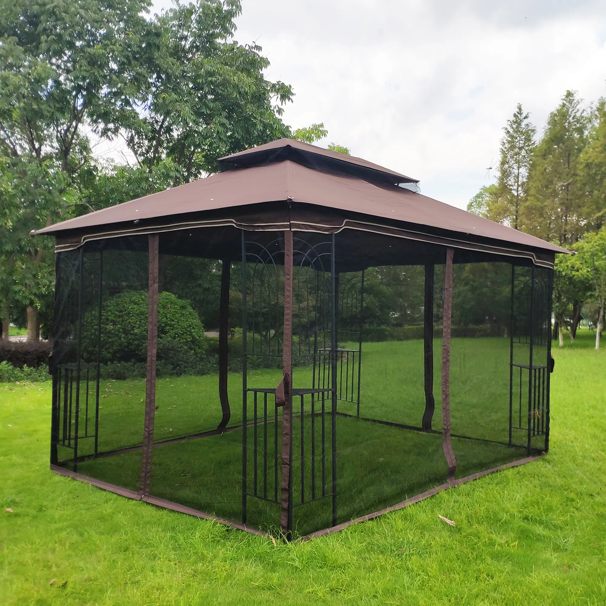 13x10 Outdoor Patio Gazebo Canopy Tent With Ventilated Double Roof And Mosquito net(Detachable Mesh Screen On All Sides),Suitabl