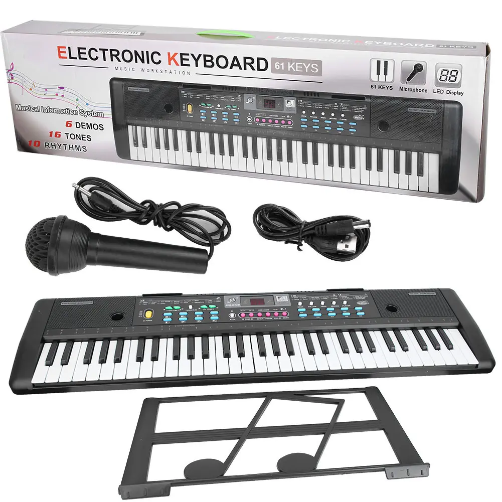 Digital Keyboard Portable Digital Keyboard 61 Keys Electronic Organ Portable Digital Music Keyboard with Microphone Kids